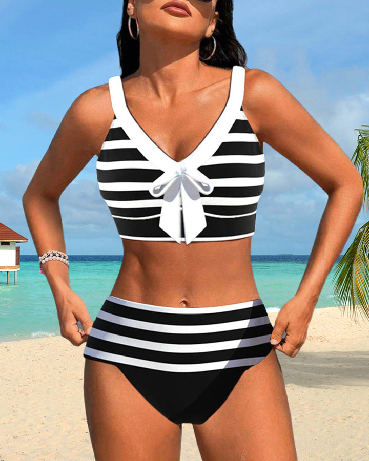 Martina™ | Bikini à rayures taille haute