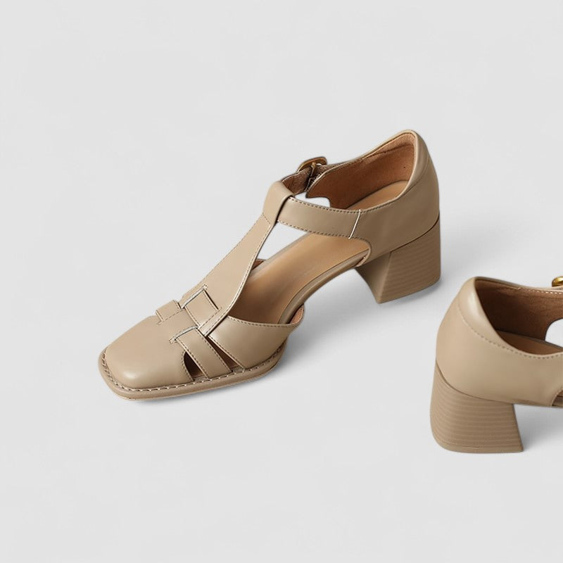 Elyxiana | Block Heeled Orthopedic Shoes with T-Strap