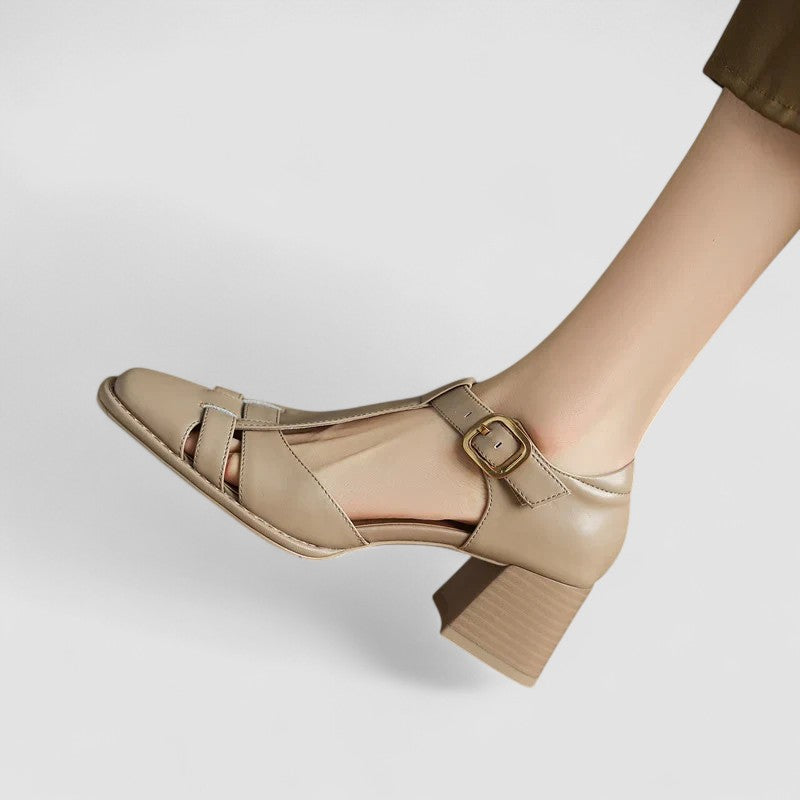 Elyxiana | Block Heeled Orthopedic Shoes with T-Strap