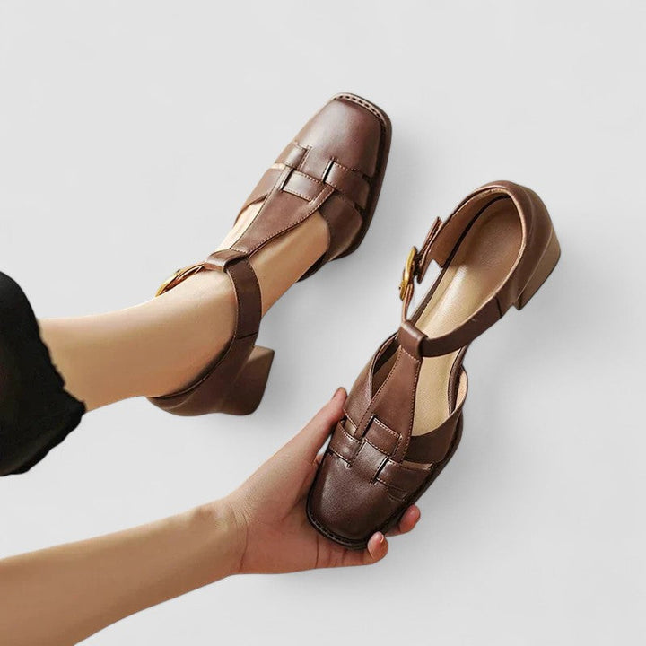 Elyxiana | Block Heeled Orthopedic Shoes with T-Strap