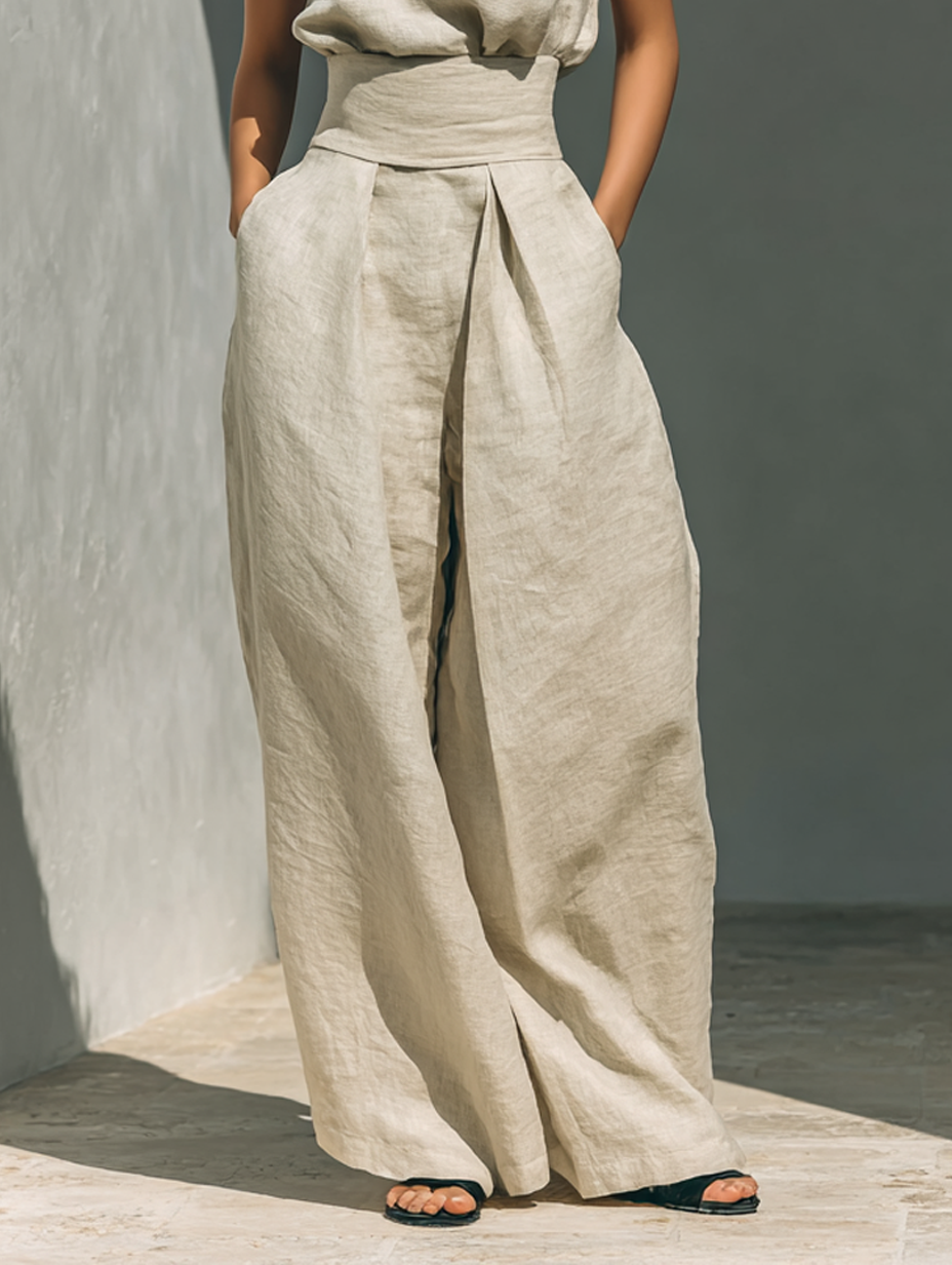 Lefèvre™ ENSEMBLE PANTALON LARGE EN COTON POUR FEMME