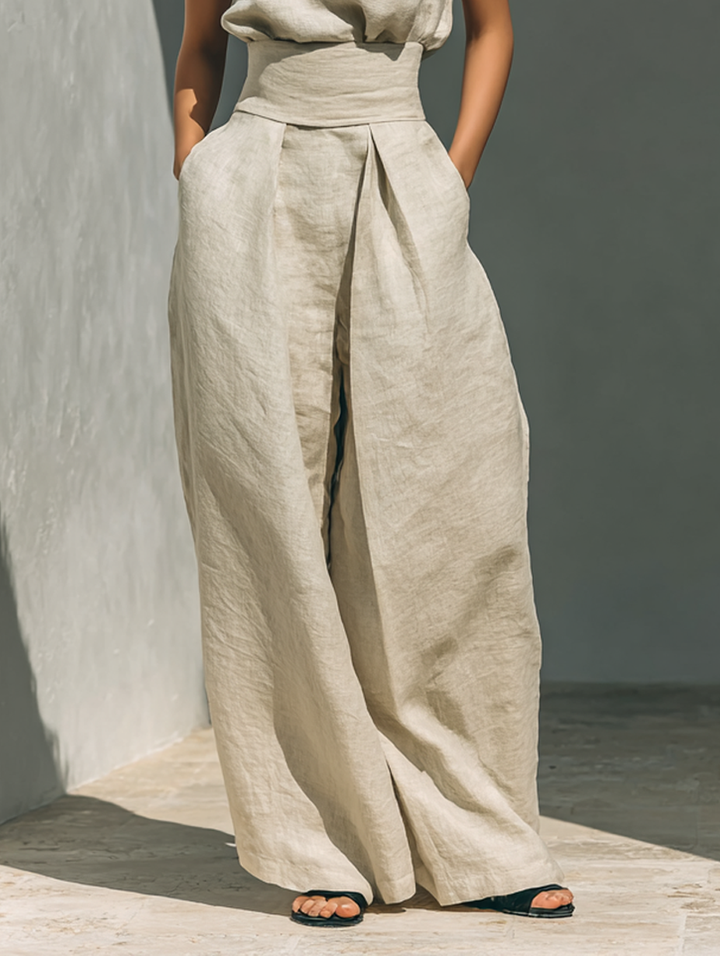 Lefèvre™ ENSEMBLE PANTALON LARGE EN COTON POUR FEMME