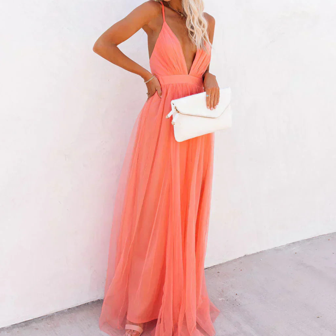 Lefèvre™ Robe Maxi Lumière Corail