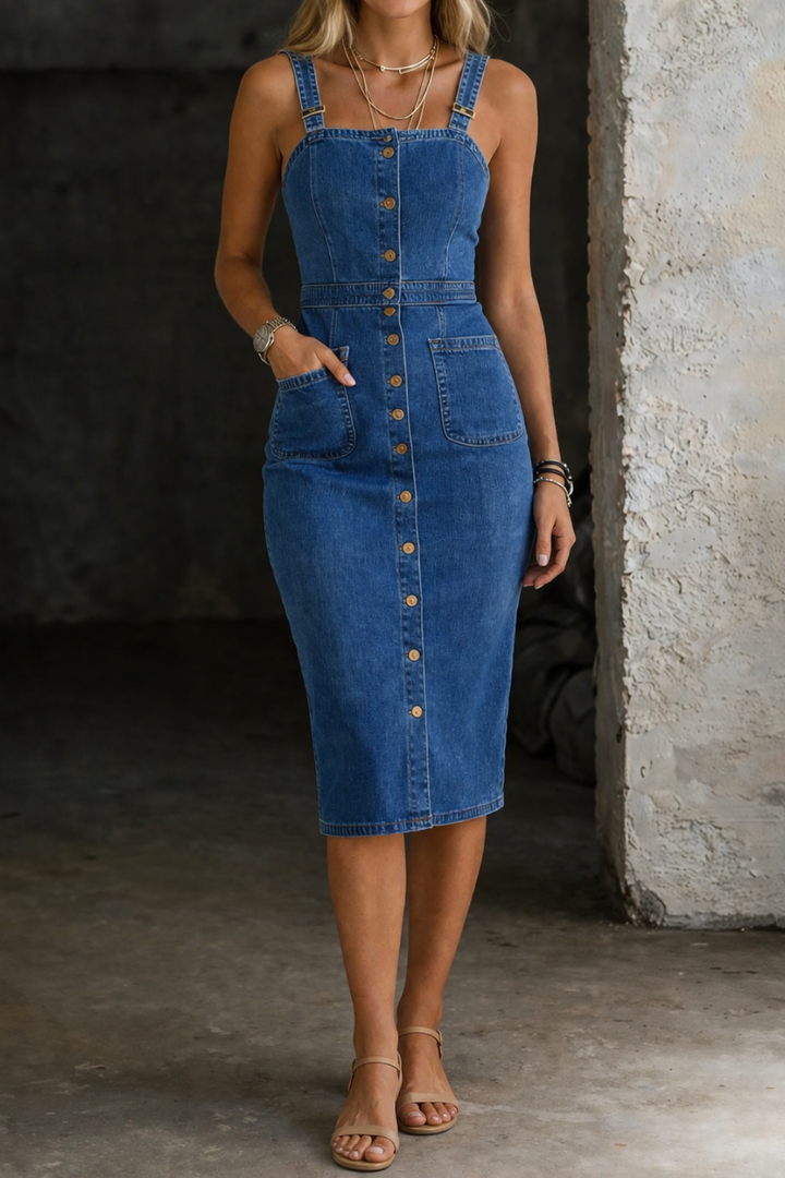 Lefèvre  Robe en jean à boutons