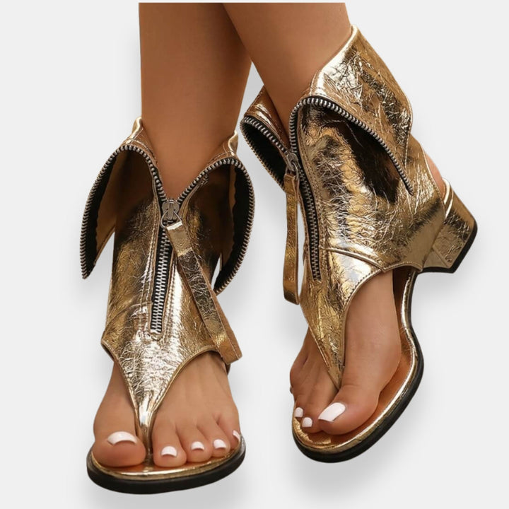 Lefèvre™ Metallic Zip Sandals