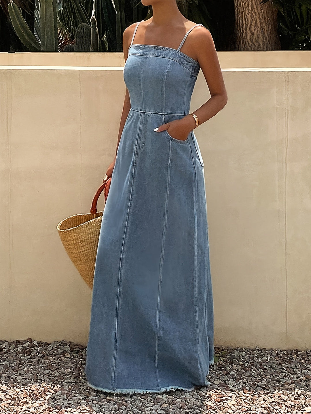 Lefèvre  Robe Maxi en Jean Vintage