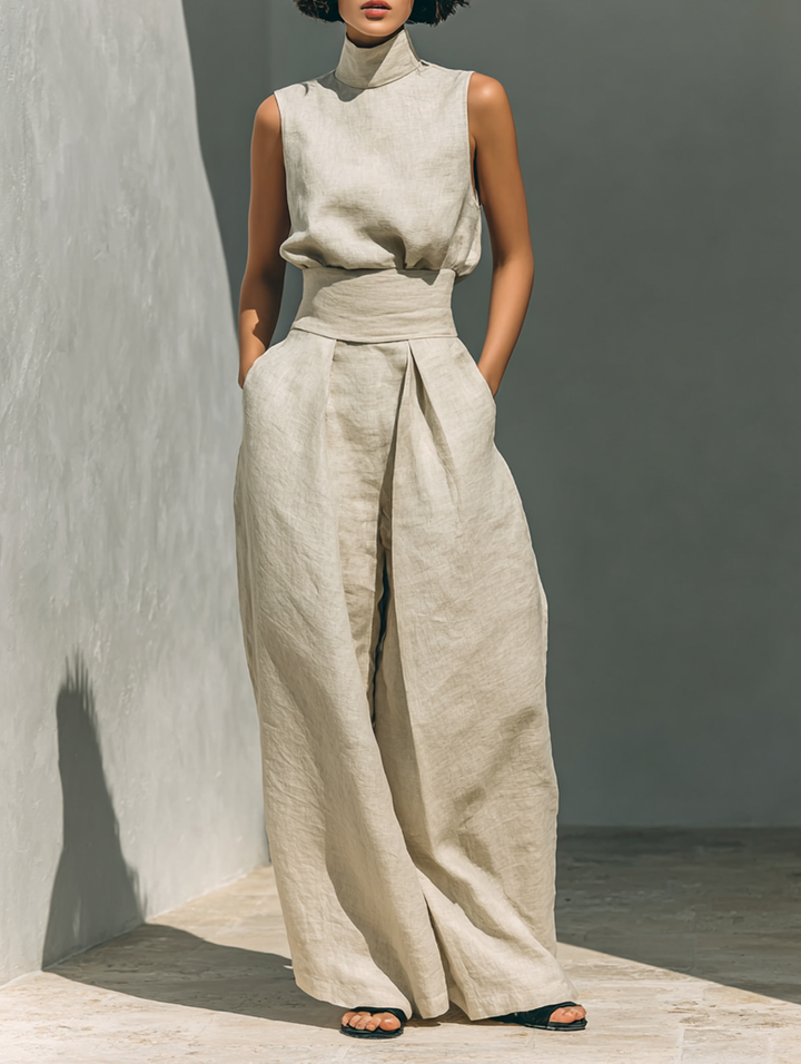 Lefèvre™ ENSEMBLE PANTALON LARGE EN COTON POUR FEMME