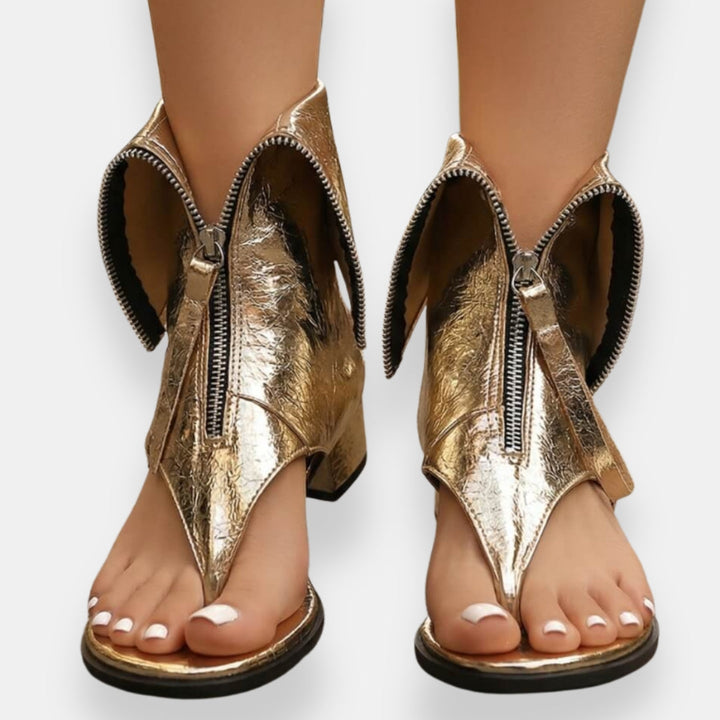 Lefèvre™ Metallic Zip Sandals