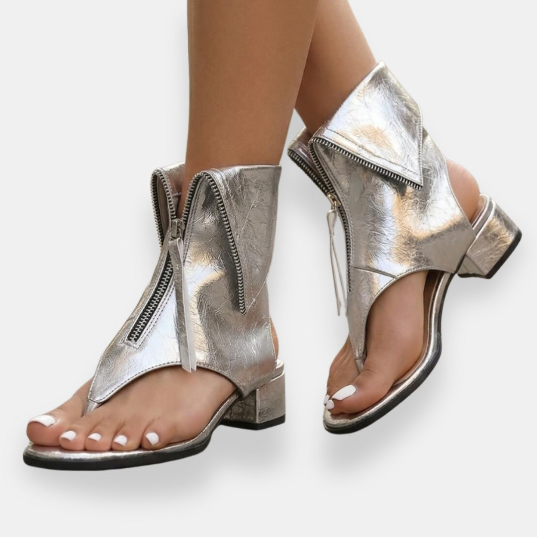 Lefèvre™ Metallic Zip Sandals