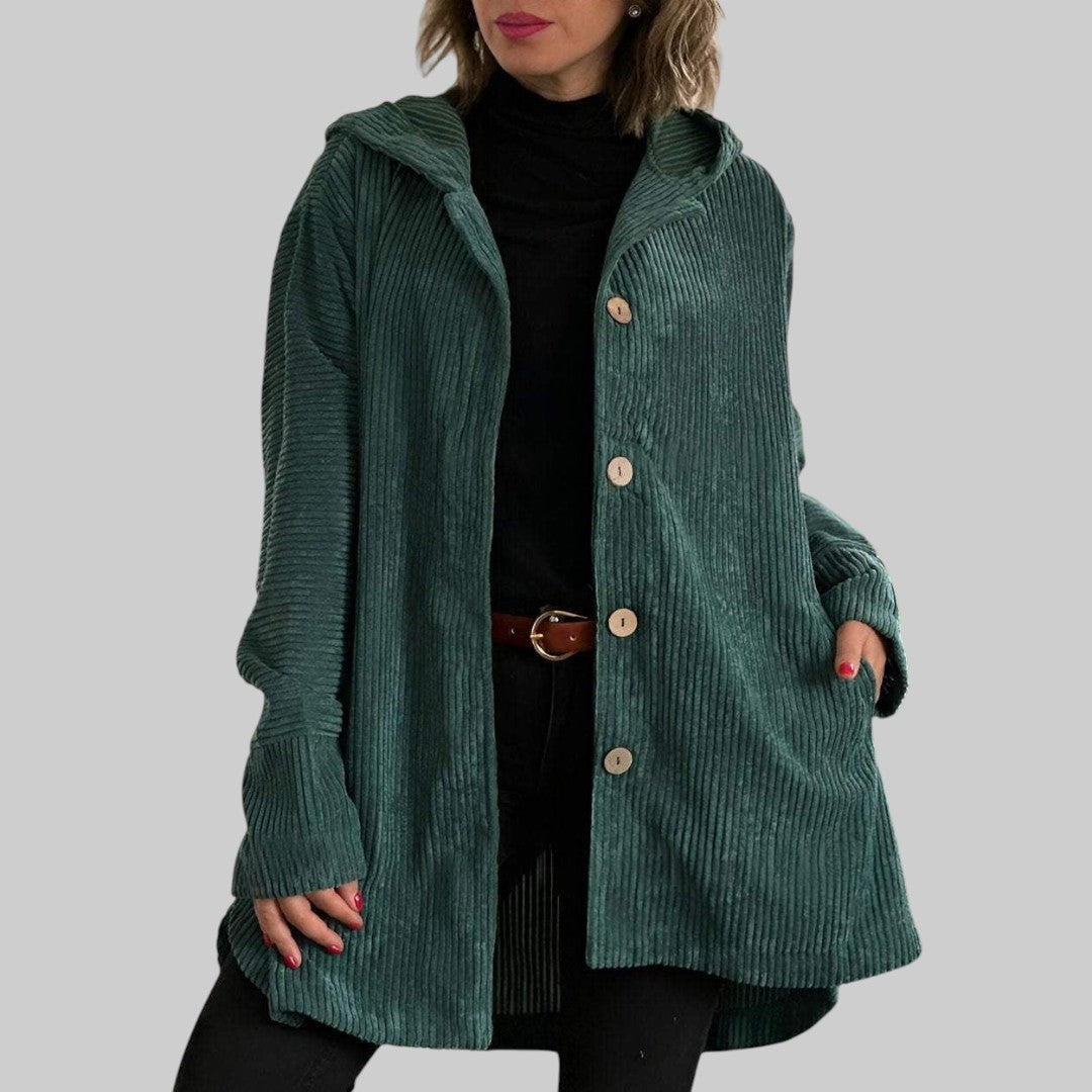 Lefèvre™ Veste Matelassée en Velours Côtelé avec Capuche