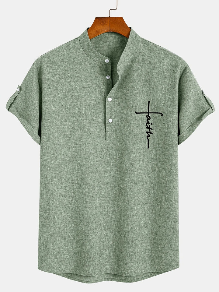 Mike™ Chemise élégante à manches courtes et col montant