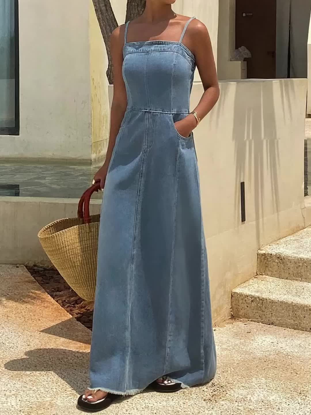 Lefèvre  Robe Maxi en Jean Vintage