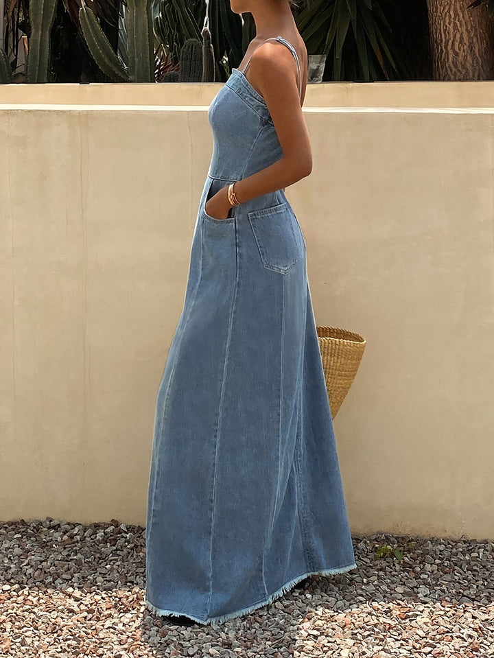 Lefèvre  Robe Maxi en Jean Vintage
