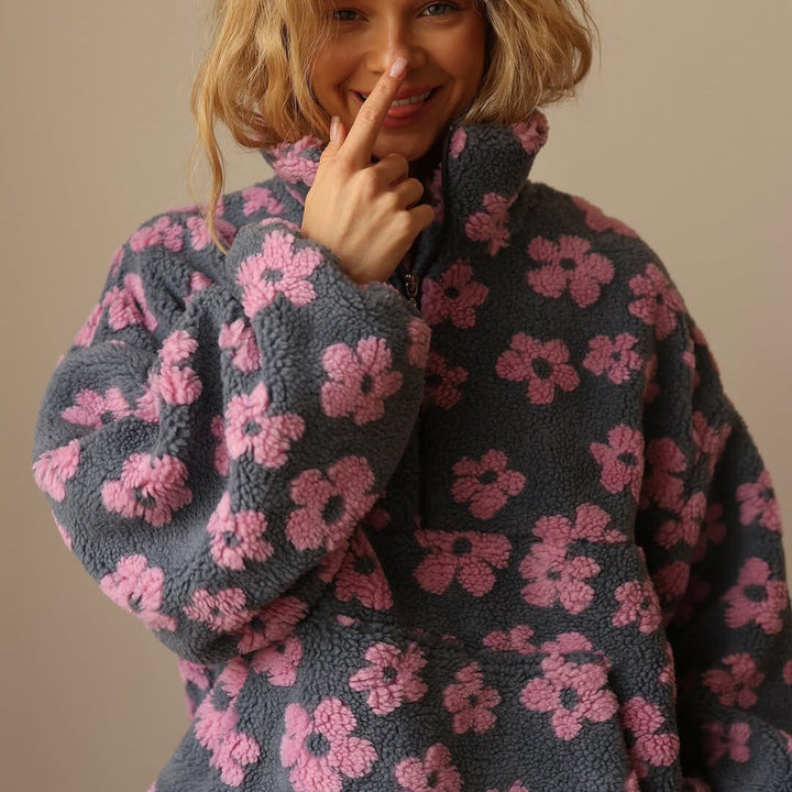 Lefèvre™ Sweat à capuche fleuri avec fermeture éclair