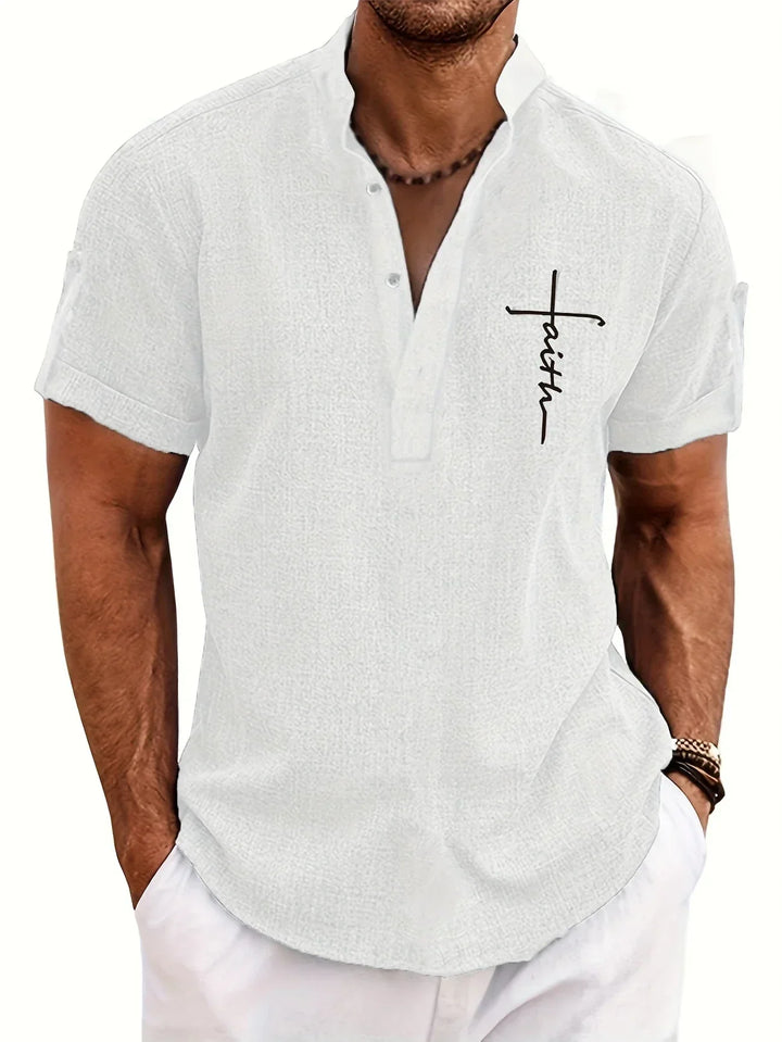 Mike™ Chemise élégante à manches courtes et col montant
