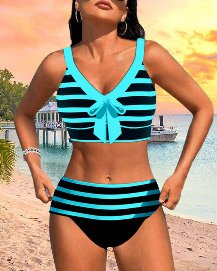 Martina™ | Bikini à rayures taille haute