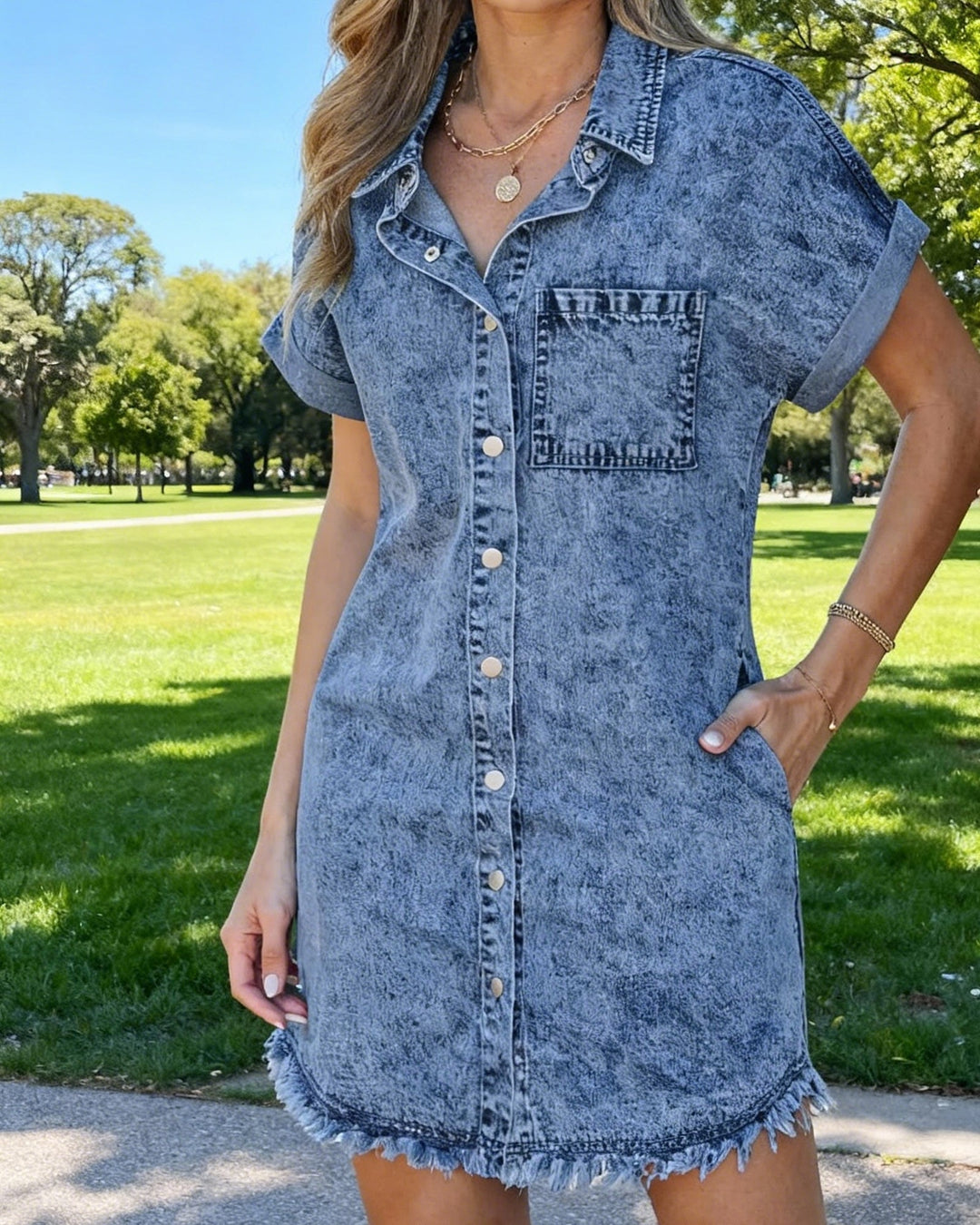 Lefèvre  Robe chemise en jean
