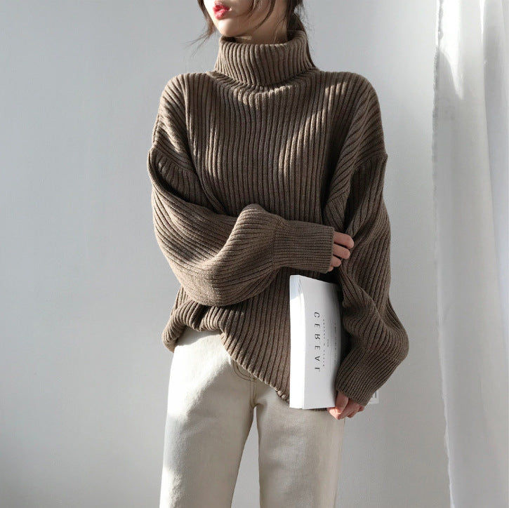 Lefèvre™ Luxe Pull à col roulé et à manches ballon