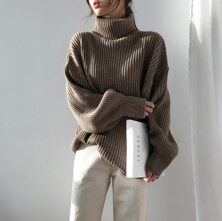 Lefèvre™ Luxe Pull à col roulé et à manches ballon