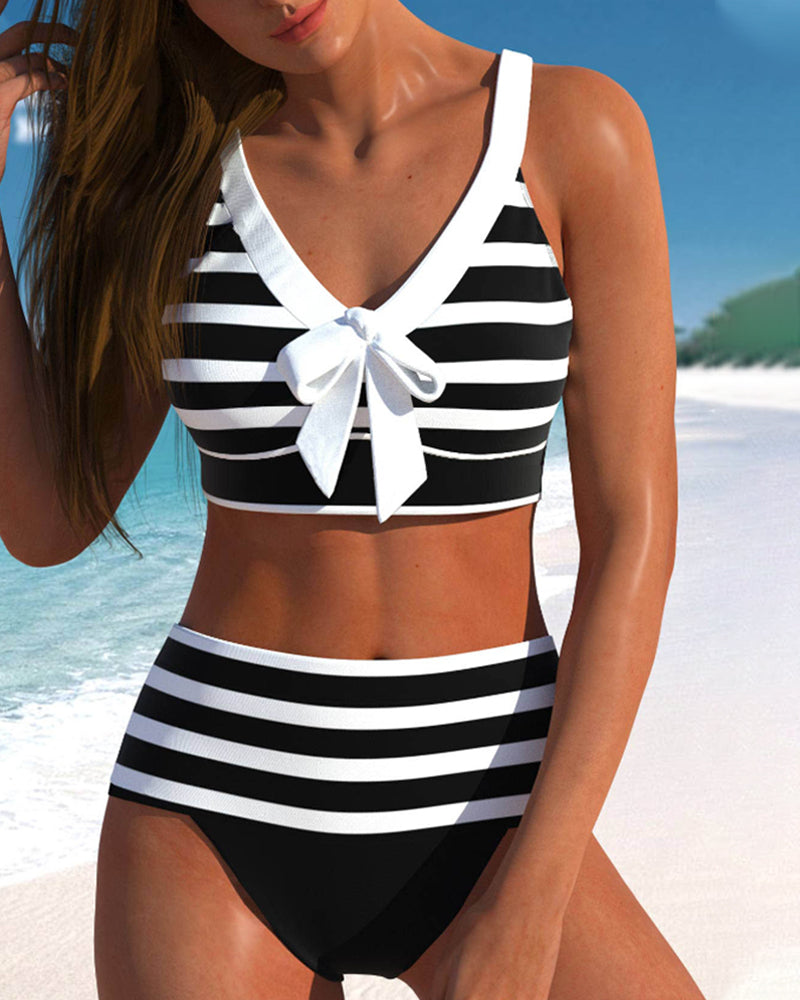 Martina™ | Bikini à rayures taille haute
