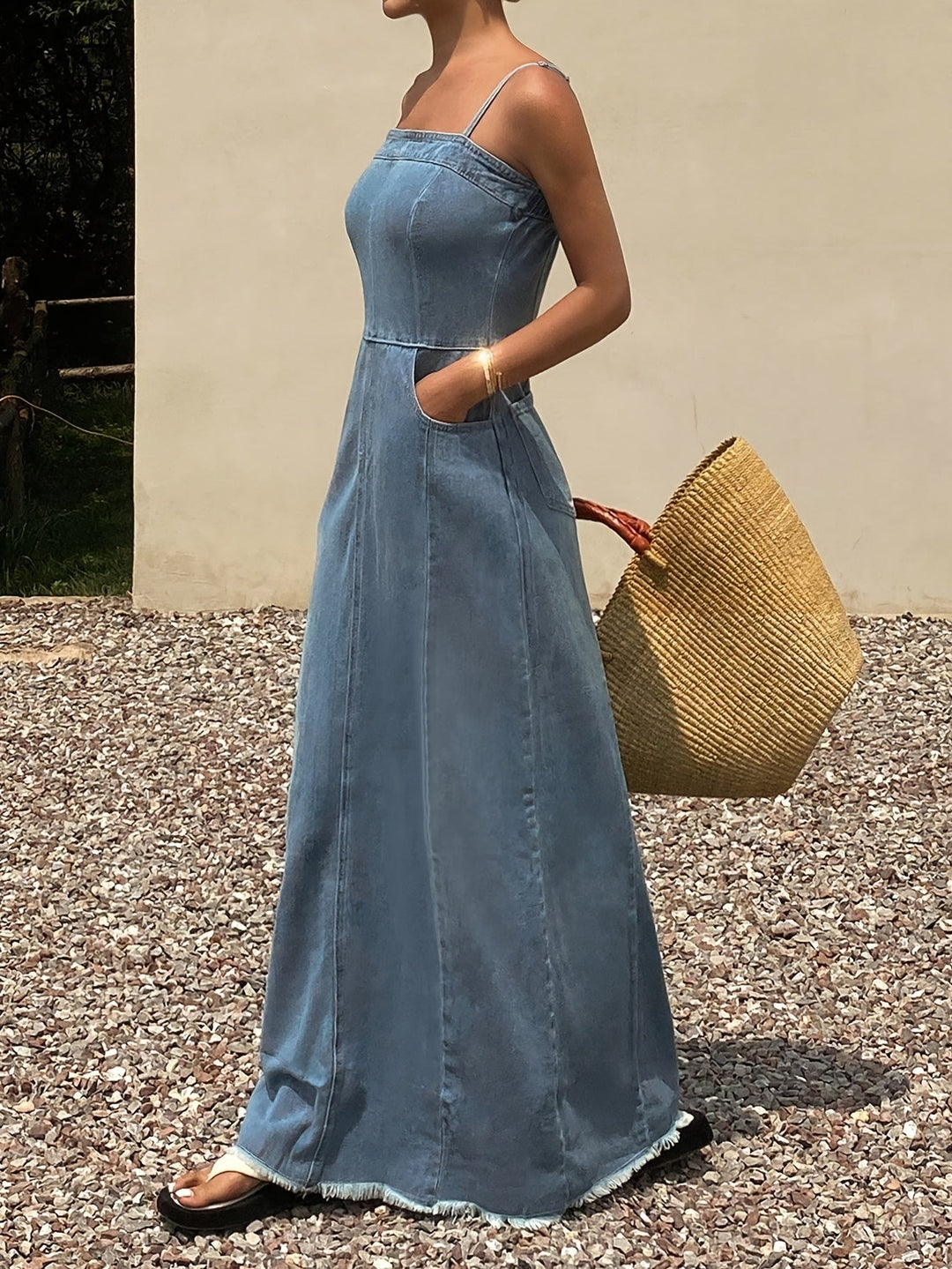 Lefèvre  Robe Maxi en Jean Vintage