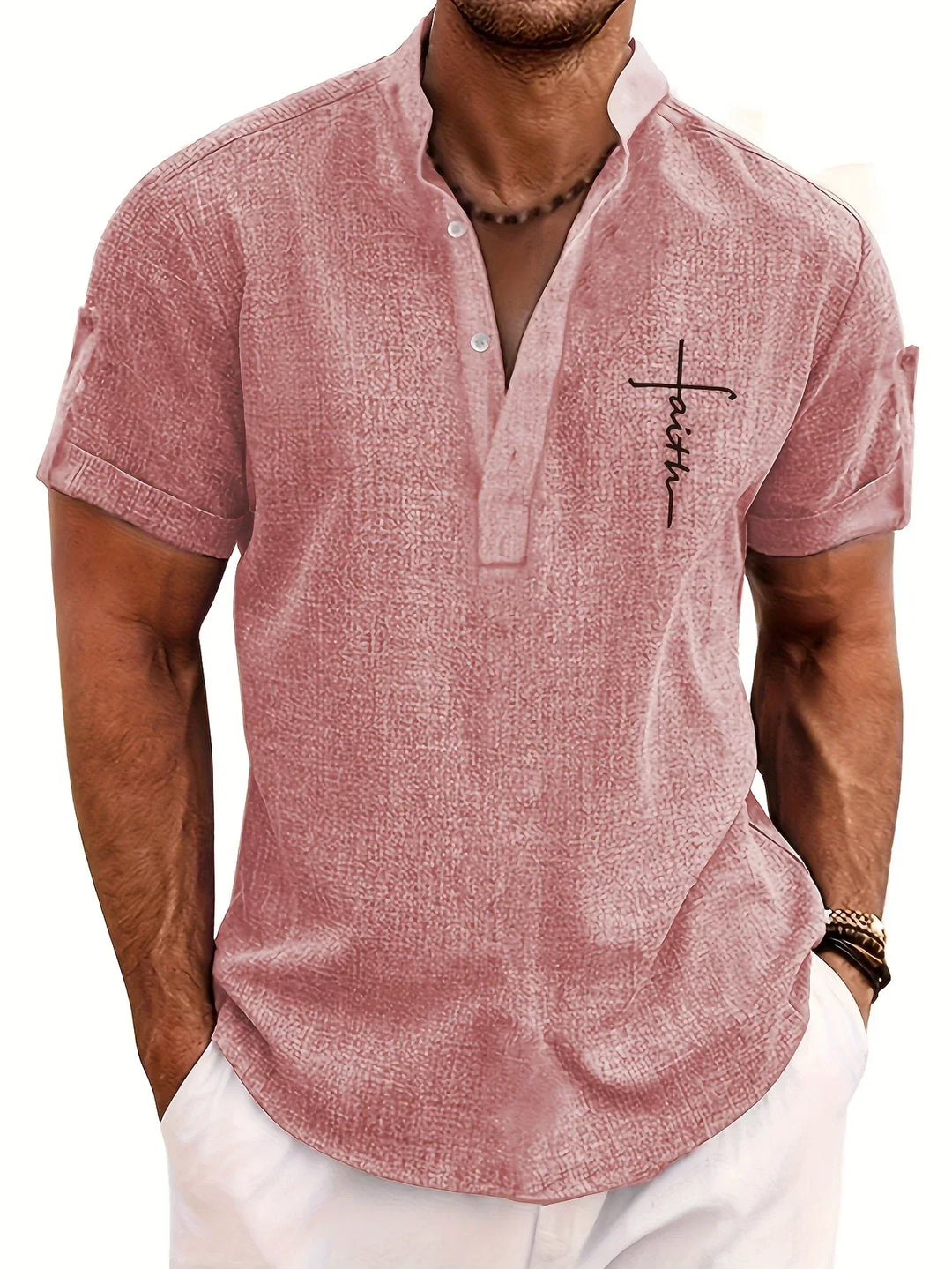 Mike™ Chemise élégante à manches courtes et col montant