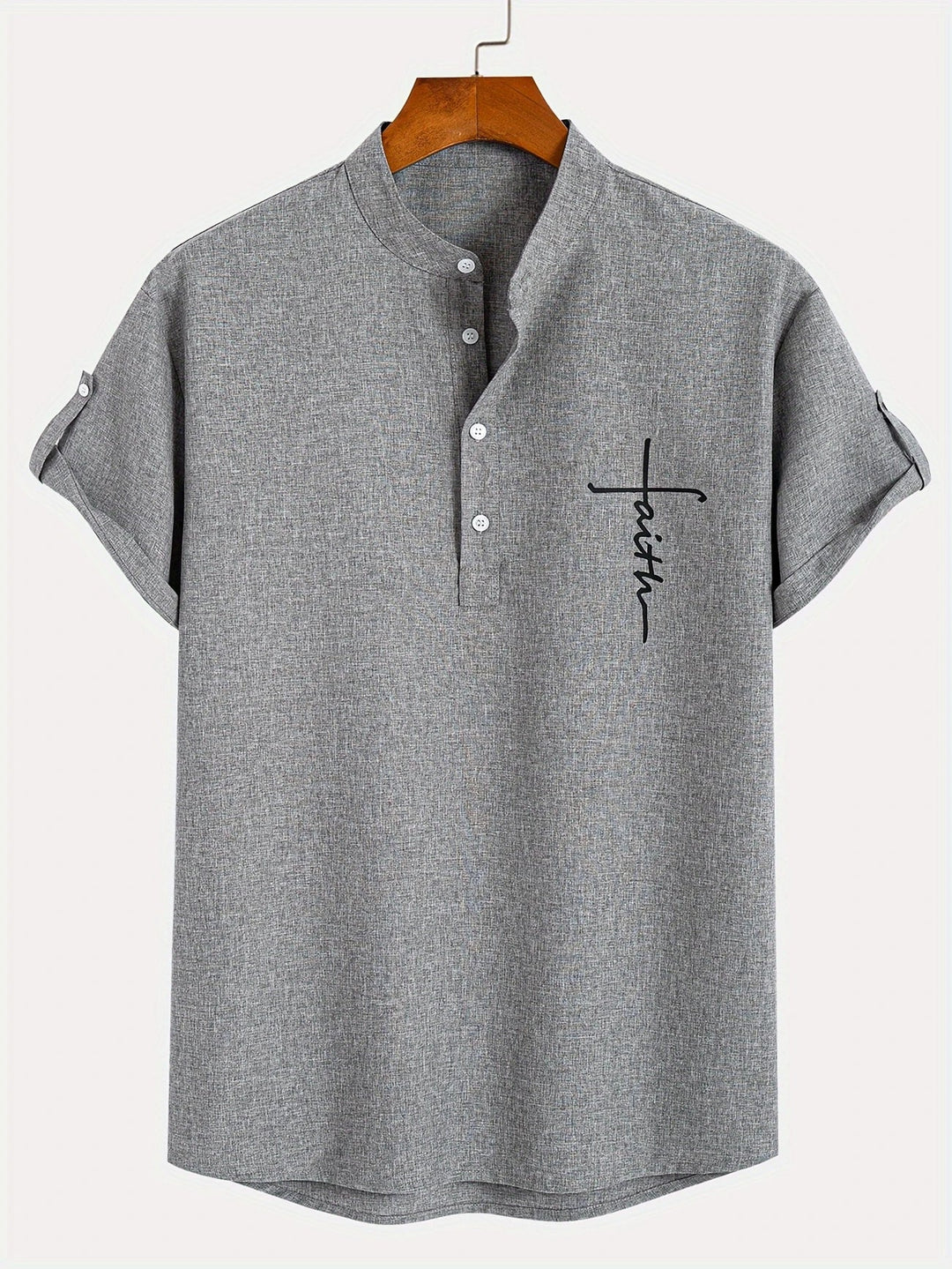 Mike™ Chemise élégante à manches courtes et col montant