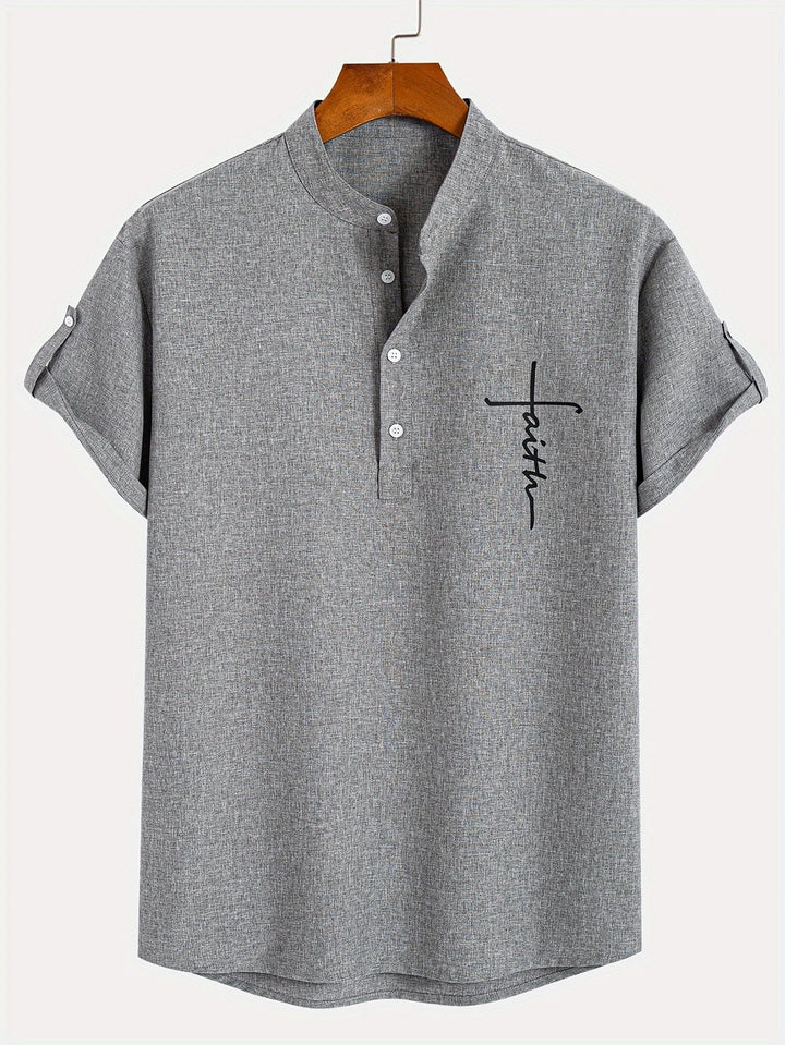 Mike™ Chemise élégante à manches courtes et col montant