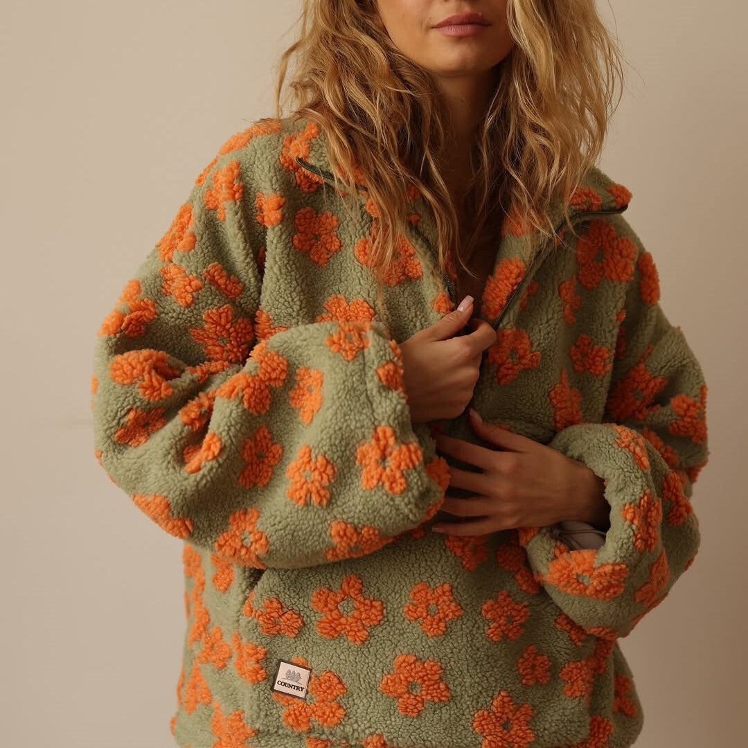 Lefèvre™ Sweat à capuche fleuri avec fermeture éclair