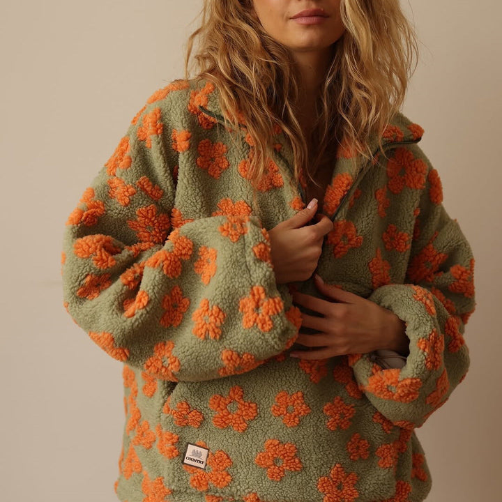 Lefèvre™ Sweat à capuche fleuri avec fermeture éclair