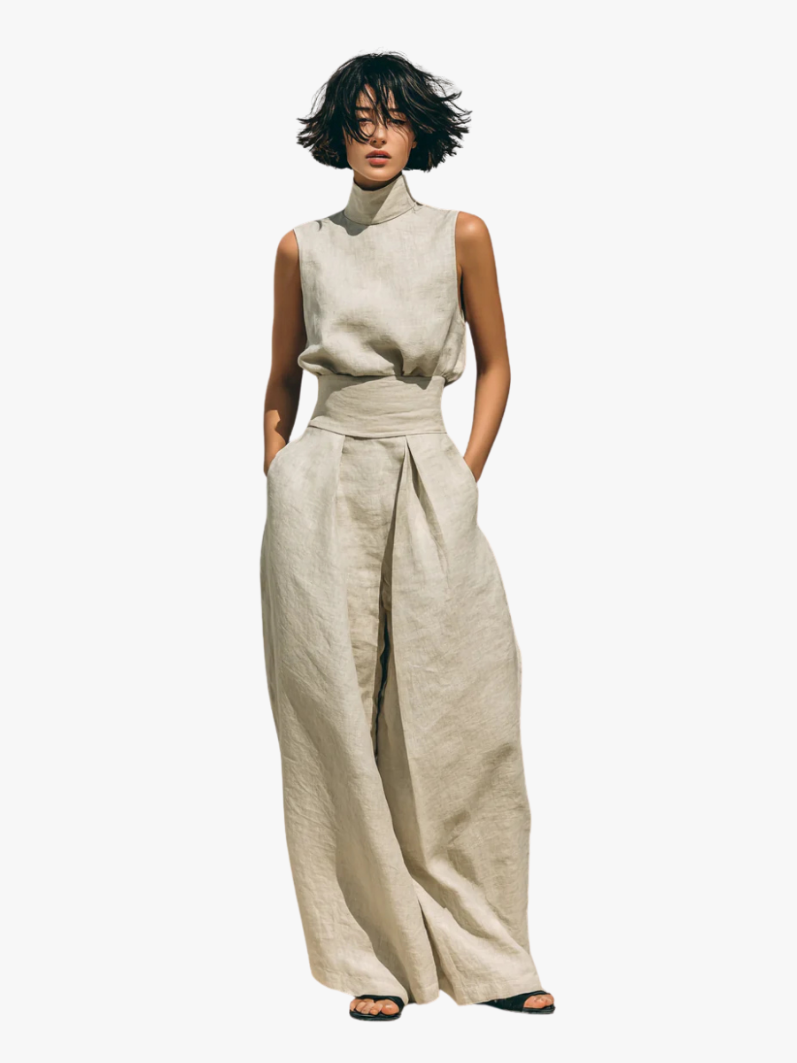 Lefèvre™ ENSEMBLE PANTALON LARGE EN COTON POUR FEMME