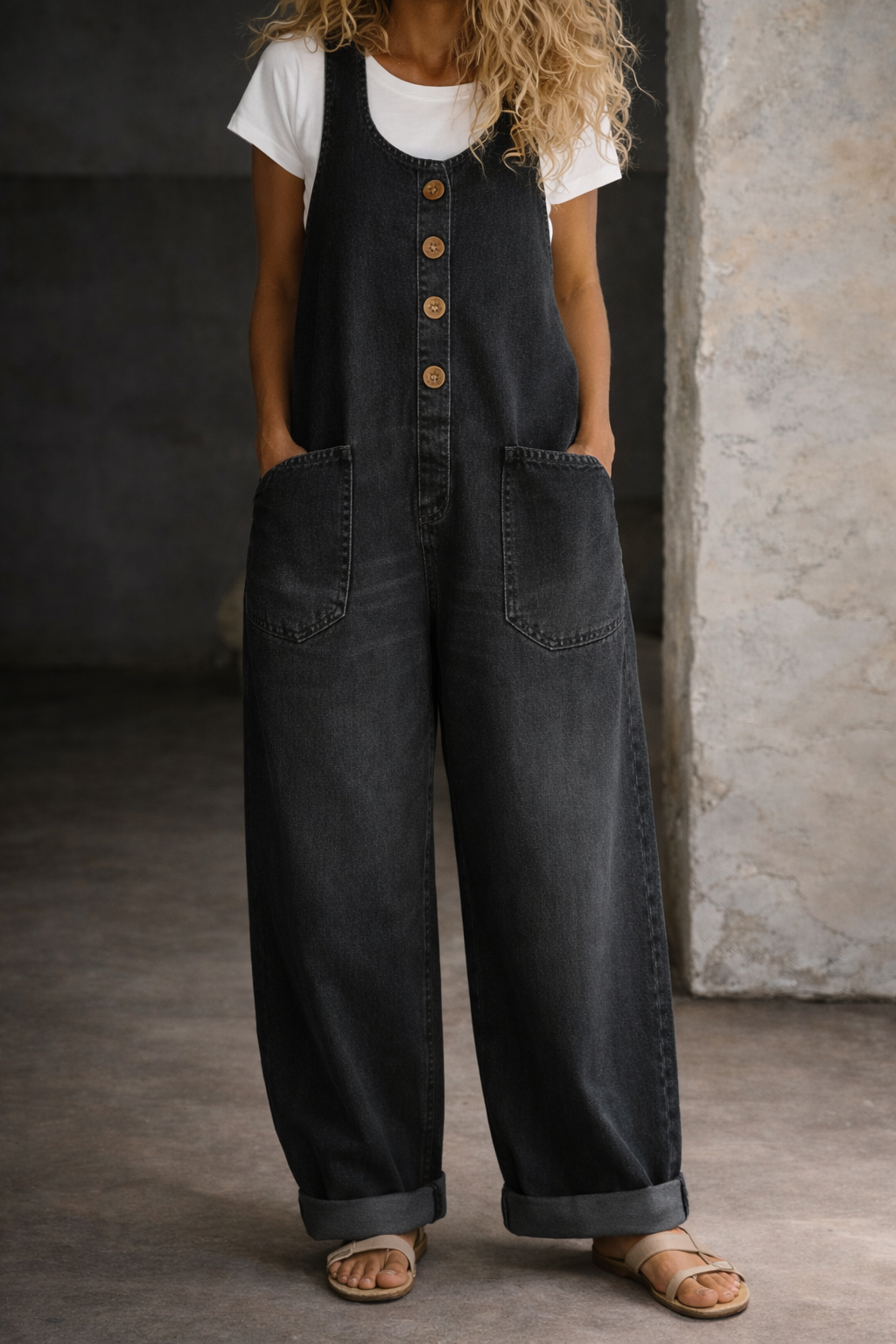 Lefèvre  | Salopette en denim en coton lavé vintage