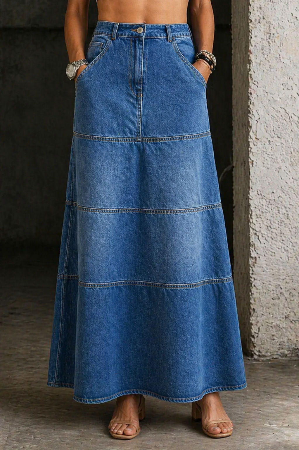 Lefèvre | Jupe en denim mi-longue