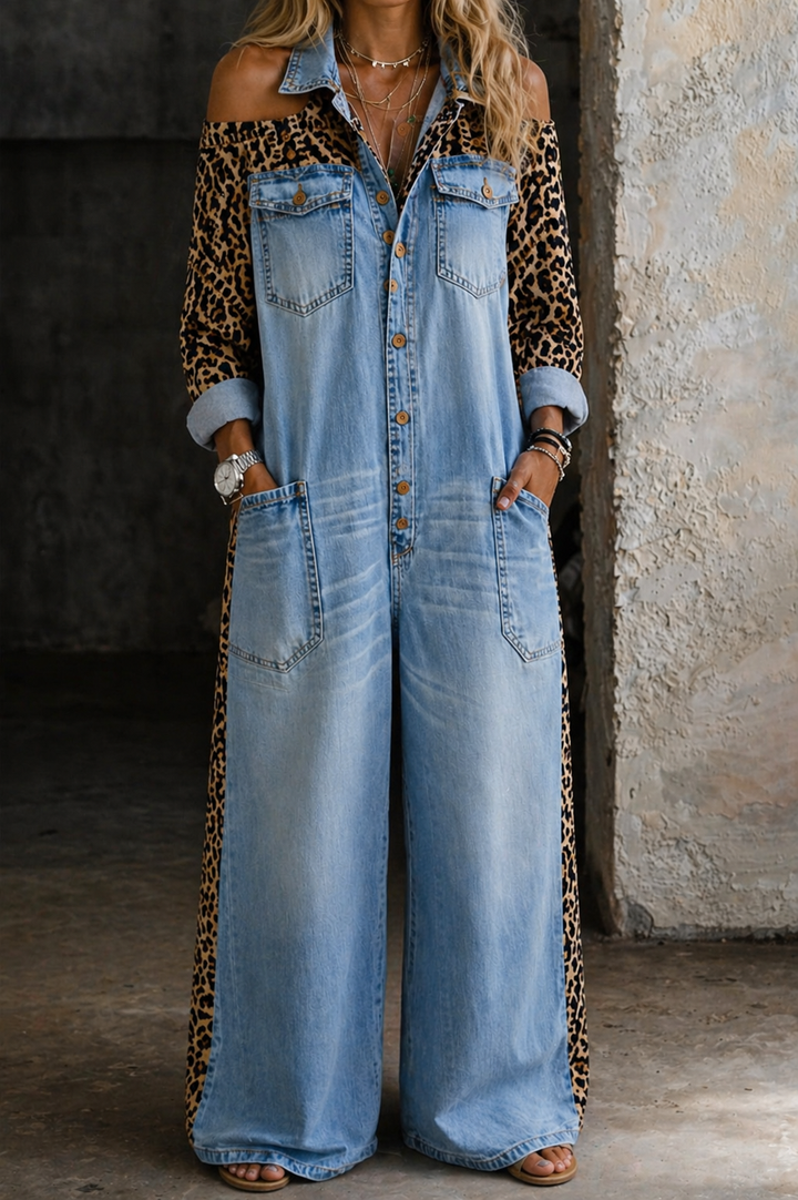 Lefèvre | Combinaison en jean type chemise d'une pièce
