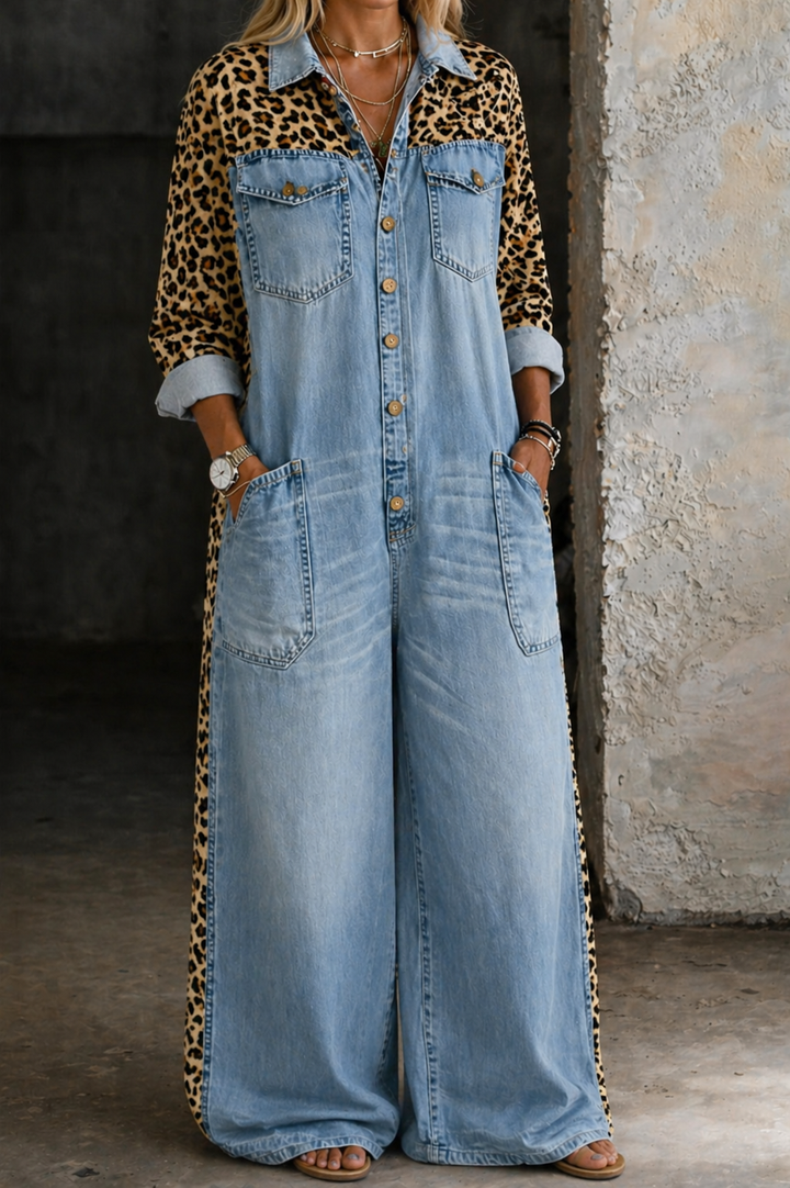 Lefèvre | Combinaison en jean type chemise d'une pièce