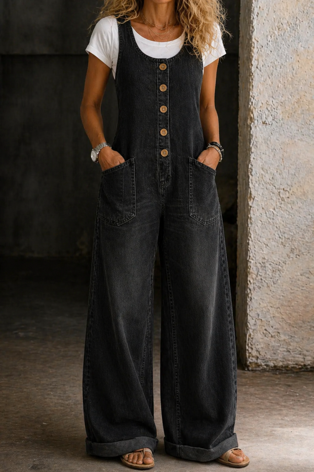 Lefèvre  | Salopette en denim en coton lavé vintage
