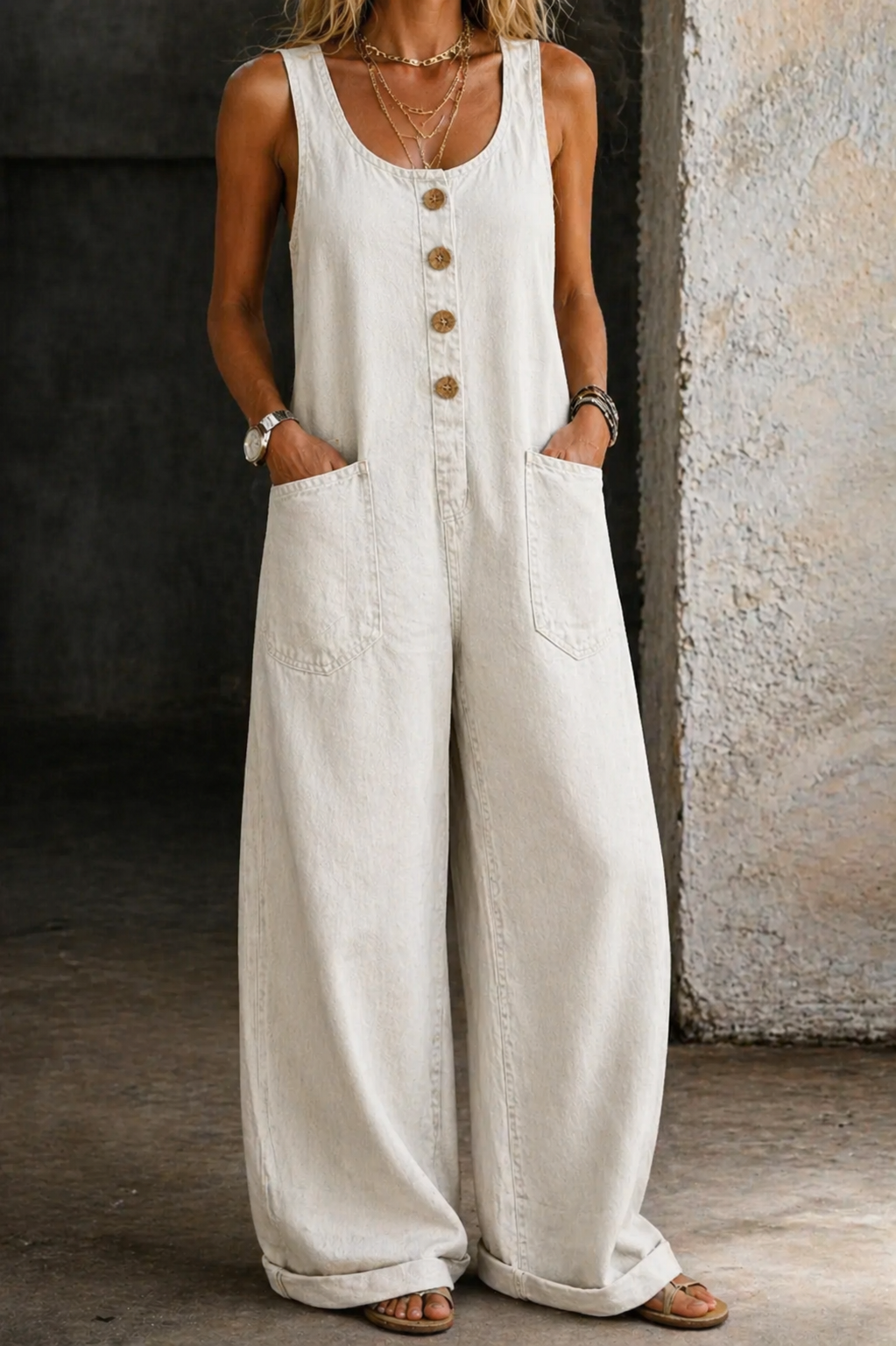 Lefèvre  | Salopette en denim de coton lavé vintage