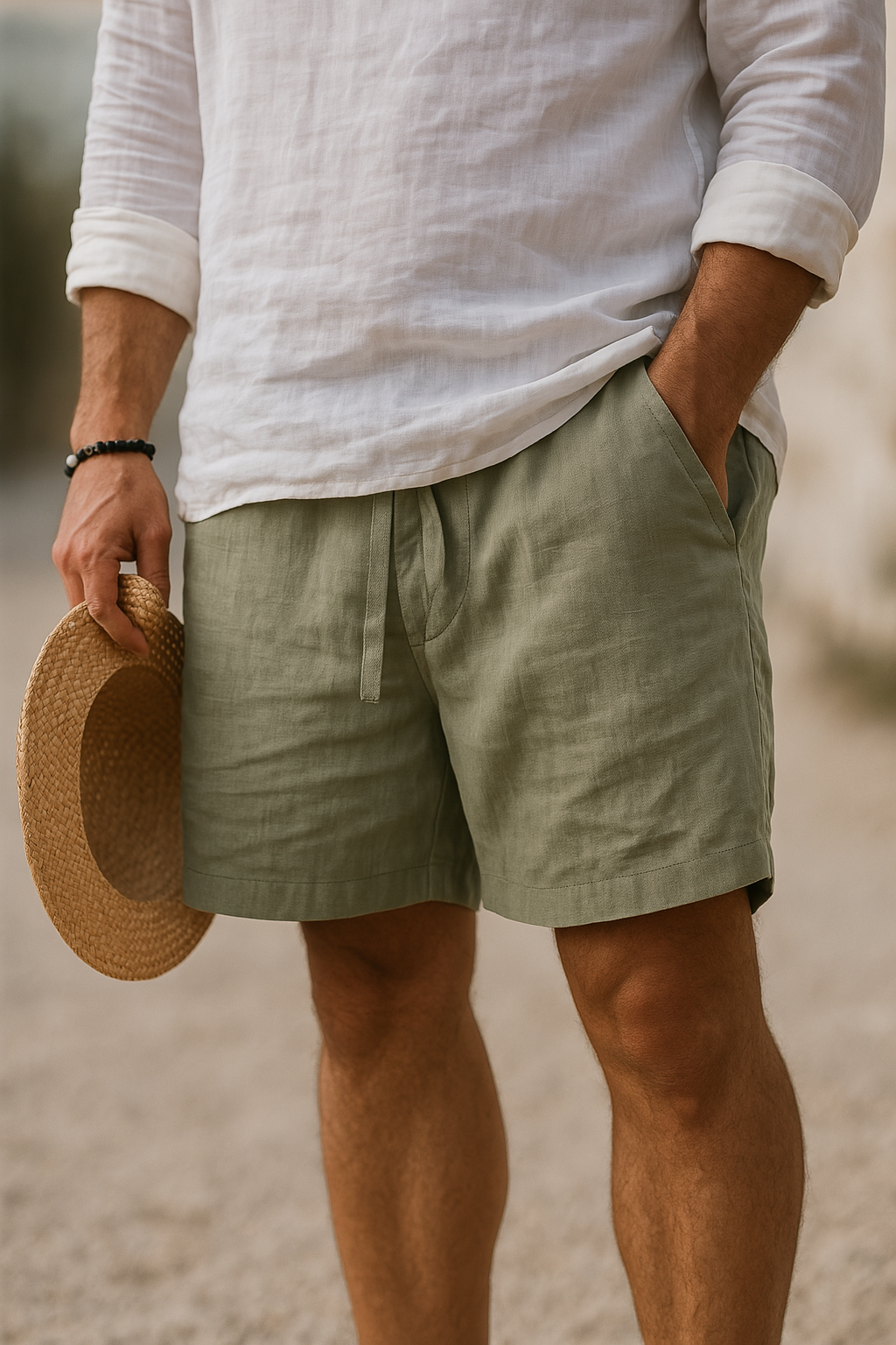 Mike™ | Short élégant en lin à taille élastique