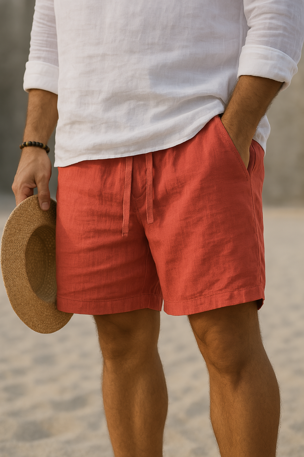 Mike™ | Short élégant en lin à taille élastique