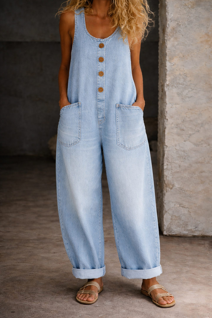 Lefèvre | Salopette en denim en coton lavé vintage