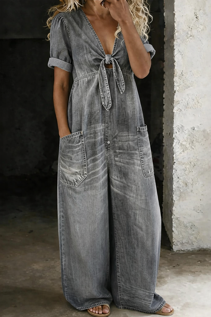 Maya | V-neck Jumpsuit with Short Sleeves