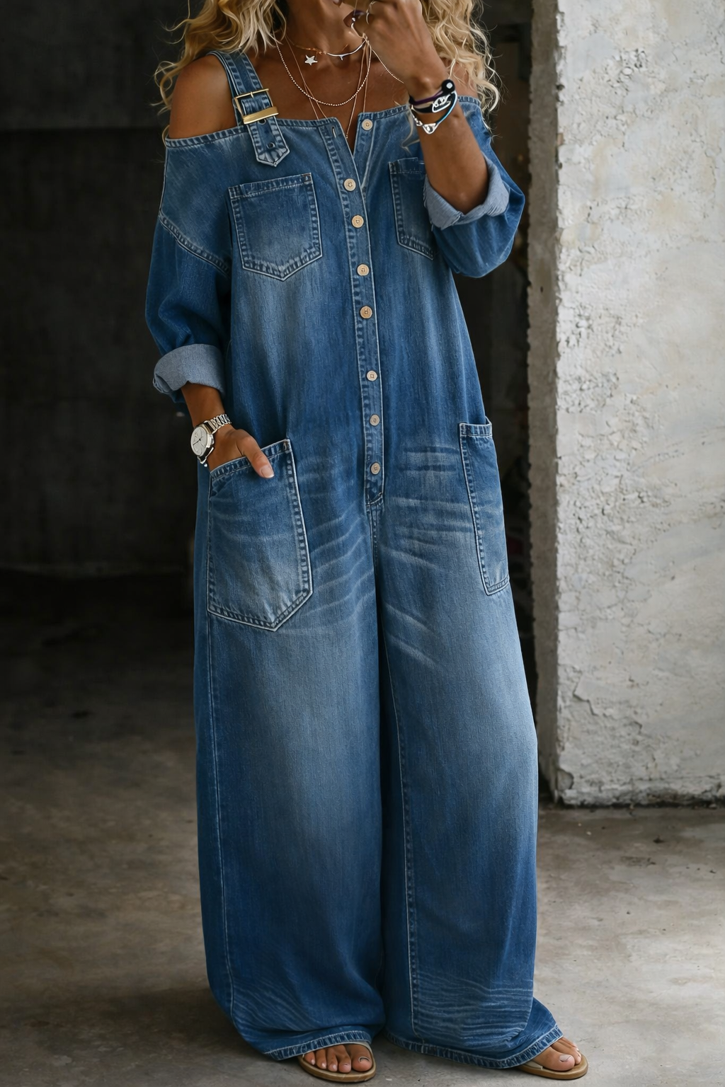 Sophia | Denim Dress with Off-Shoulder Design