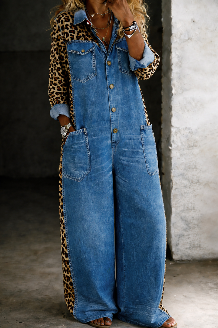 Lefèvre | Combinaison en jean type chemise d'une pièce
