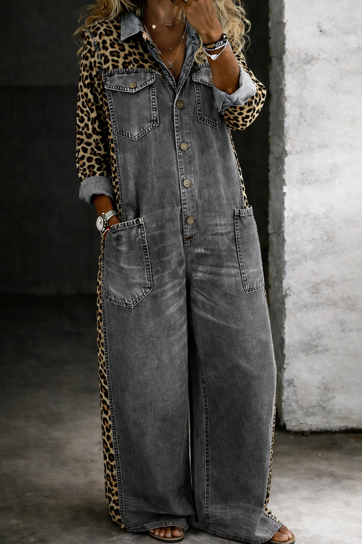 Lefèvre | Combinaison en jean type chemise d'une pièce