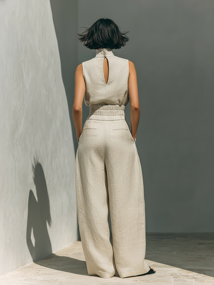 Lefèvre™ ENSEMBLE PANTALON LARGE EN COTON POUR FEMME