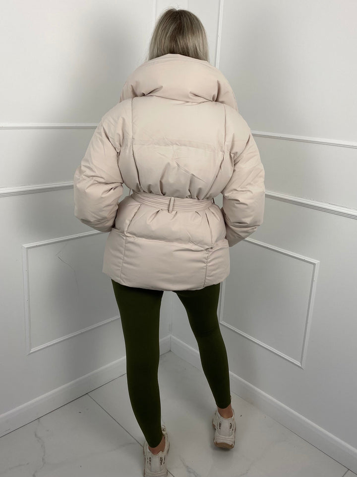 Lefèvre™ Doudoune Courte à Ceinture et Poches Ceinturées