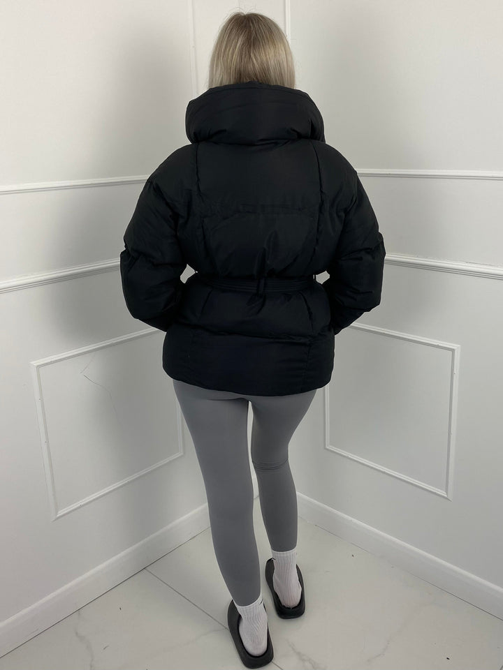 Lefèvre™ Doudoune Courte à Ceinture et Poches Ceinturées