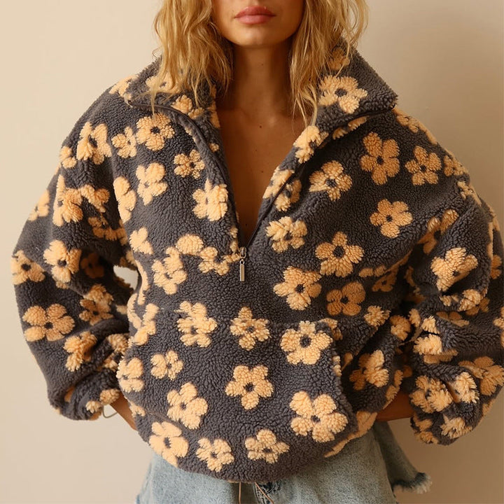 Lefèvre™ Sweat à capuche fleuri avec fermeture éclair