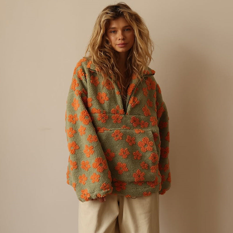 Lefèvre™ Sweat à capuche fleuri avec fermeture éclair
