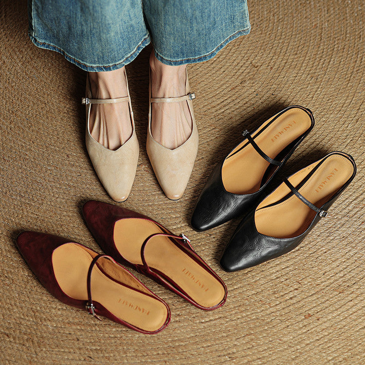 Lefèvre™  mules en cuir authentique